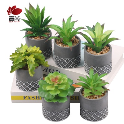 Artificial potted succulents with cement potted, artificial succulents,decoration for home office bathroom living room